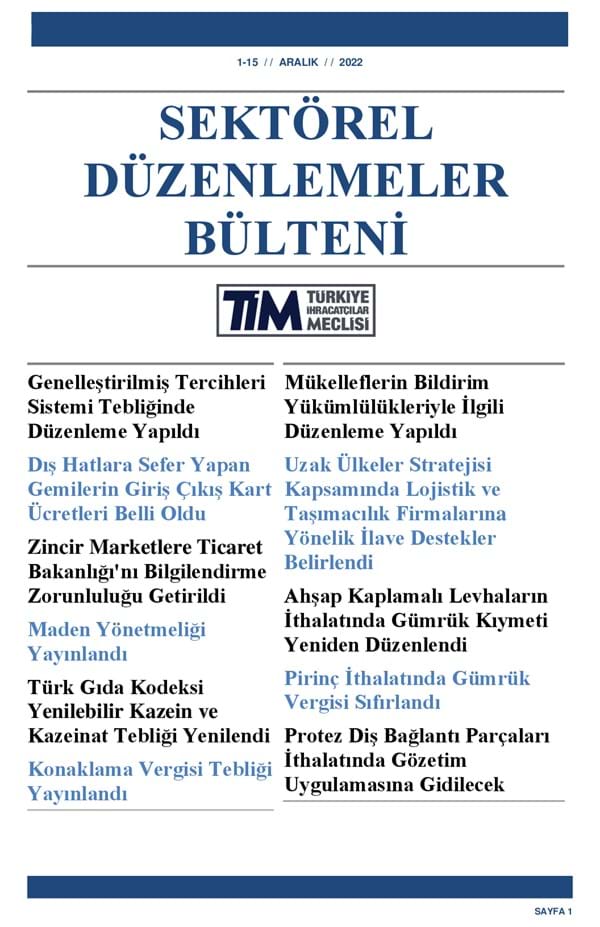 1-15 Aralık 2022 Bülteni 